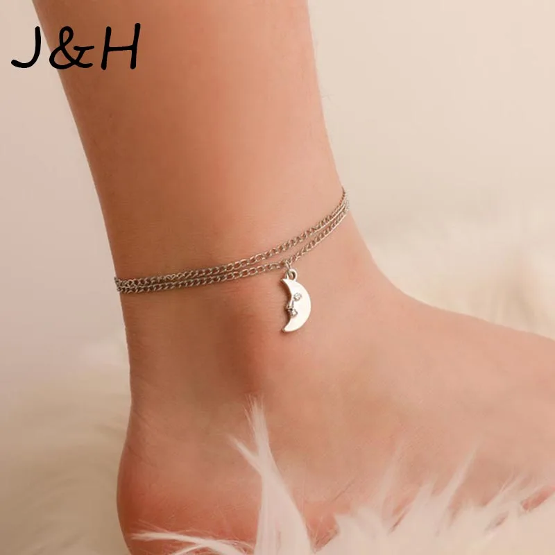 Браслеты анклеты женские Луна простые украшения для босых ног вязаные крючком