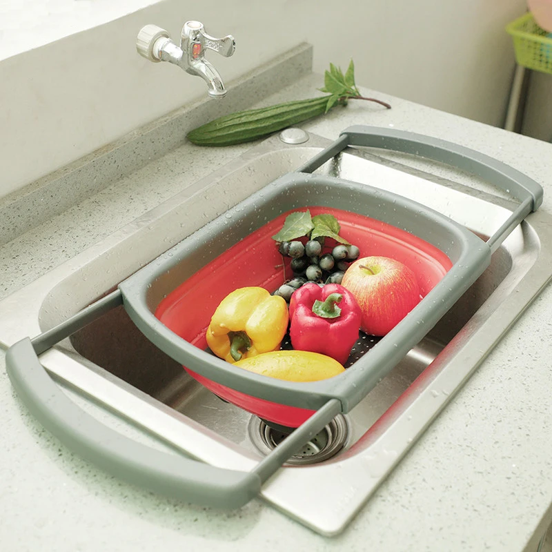 1 шт. складная корзина для слива силиконовая Регулируемая Складная дуршлаг