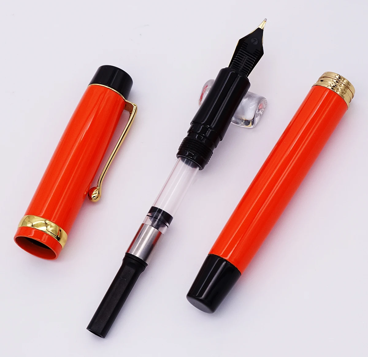Jinhao 15 благородная оранжевая авторучка Средний NIB 0,7 мм с конвертером металлические роскошные чернильные ручки для офиса, бизнеса, дома, школы
