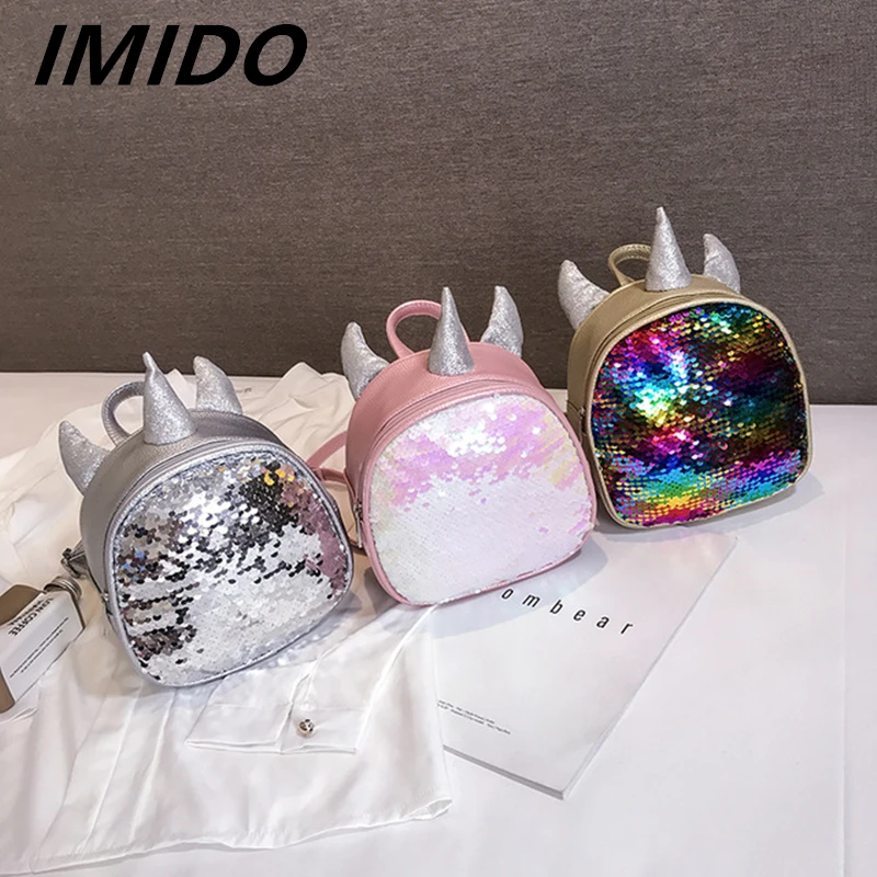 IMIDO 2019 Летний Новый Стиль градиент блесток мультфильм Единорог Женская