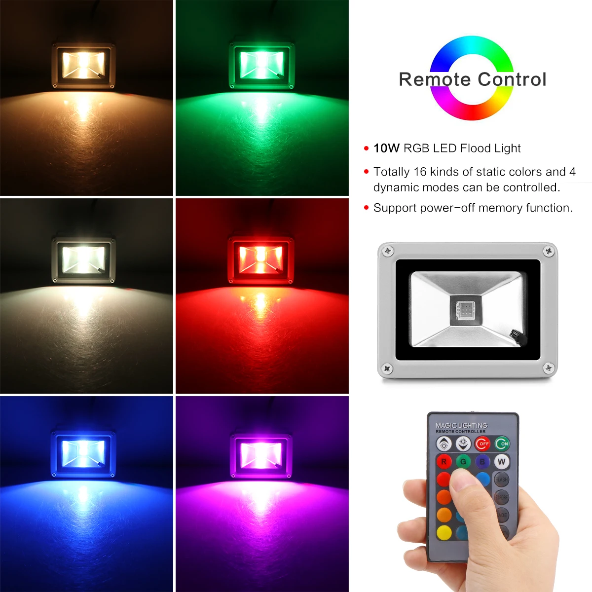 Светодиодный прожектор RGB 10 Вт водонепроницаемый уличный светильник садовый