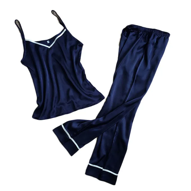 Женские длинные штаны + топы пижамный комплект из 2 предметов 2017 Новый дизайн