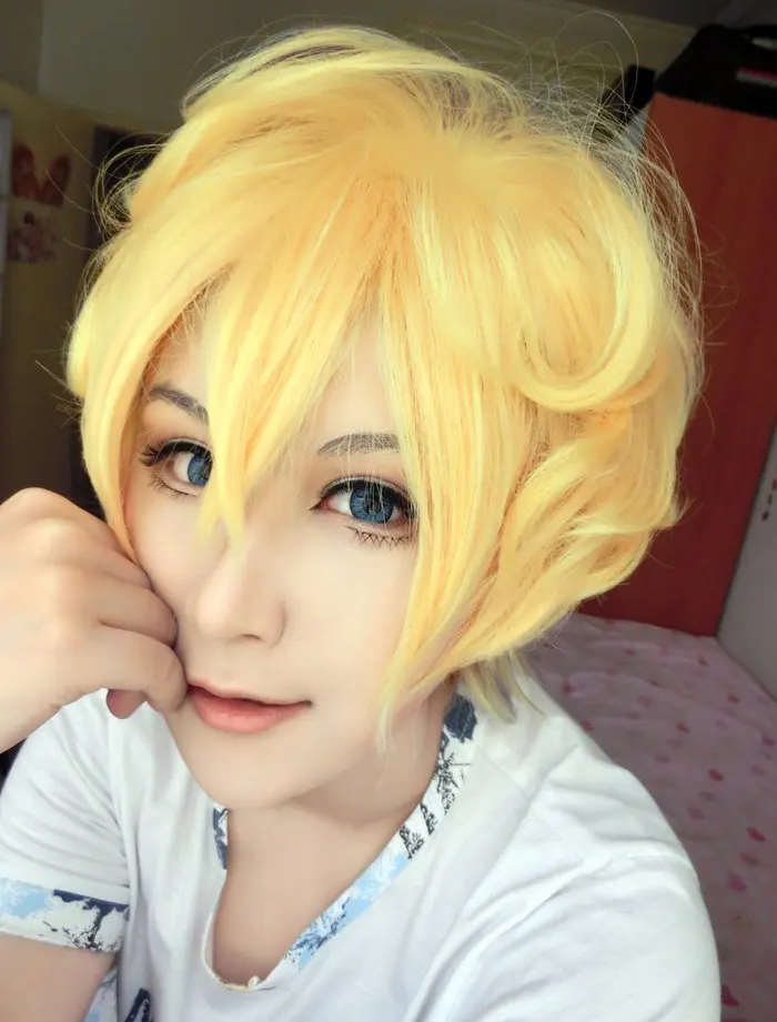 Мужской парик MCOSER японский желтый высокого качества|wig fashion|wigs styleskarneval wig |