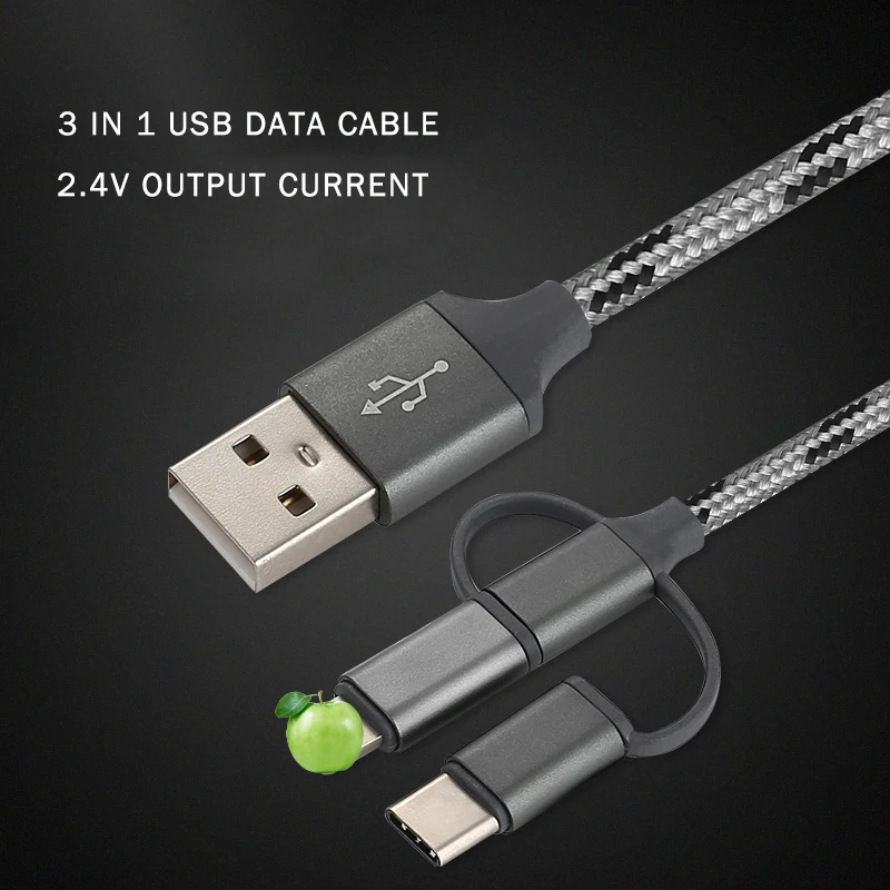 Кабели USB 3-в-1 для передачи данных кабель мобильного телефона кабель для передачи данных для Apple, Android для huawei Тип-C кабель для передачи данных от одного года до трех данных