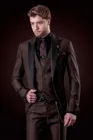 Красивые смокинги для жениха на одной пуговице с пиковым отворотом мужские костюмы для свадьбывыпускного вечера блейзер (пиджак + брюки + галстук + жилет) A166