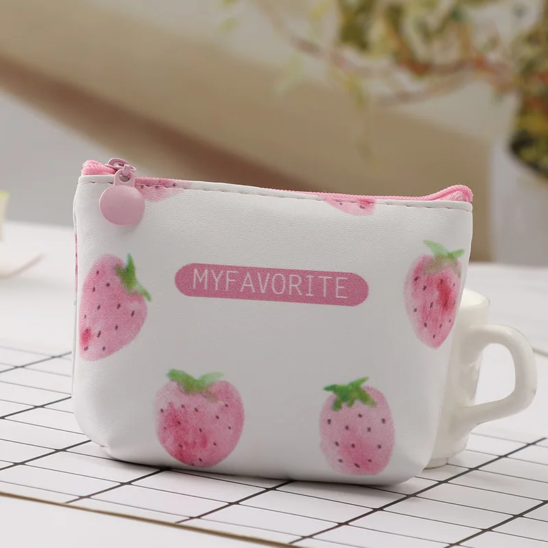Кошелек для мелочи с клубничным узором держатель карт сумочка ключей из