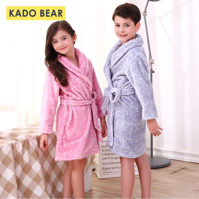 Детский фланелевый банный халат зимняя Пижама теплая одежда для сна маленьких