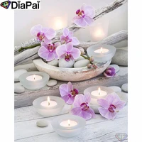 diapai diamond painting 5d diy 100 full squareround drill flower candle diamond embroidery cross stitch 3d decor a24513