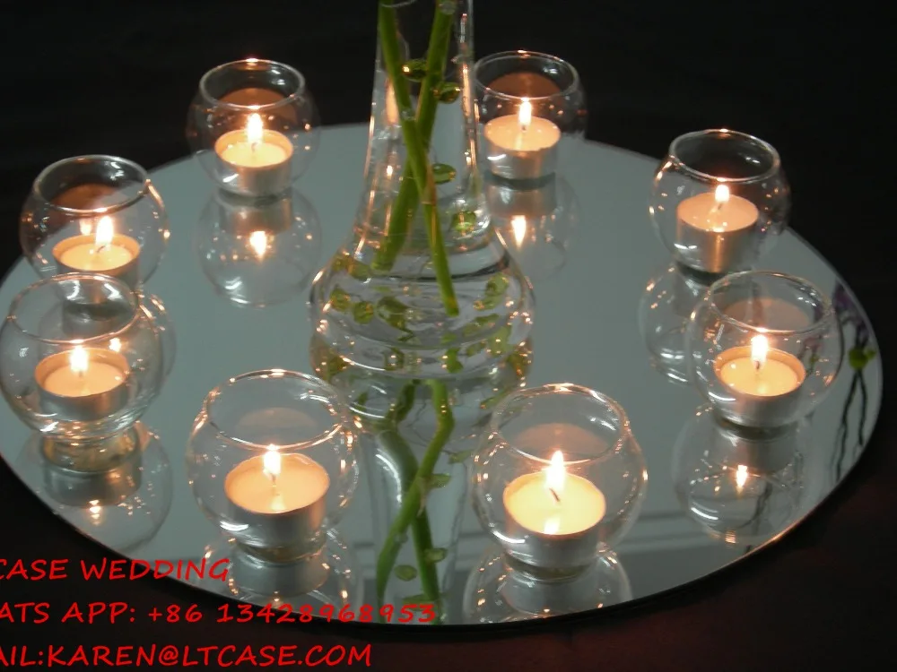 Круглые/квадратные акриловые зеркала диаметром 30 см для свадебного стола или