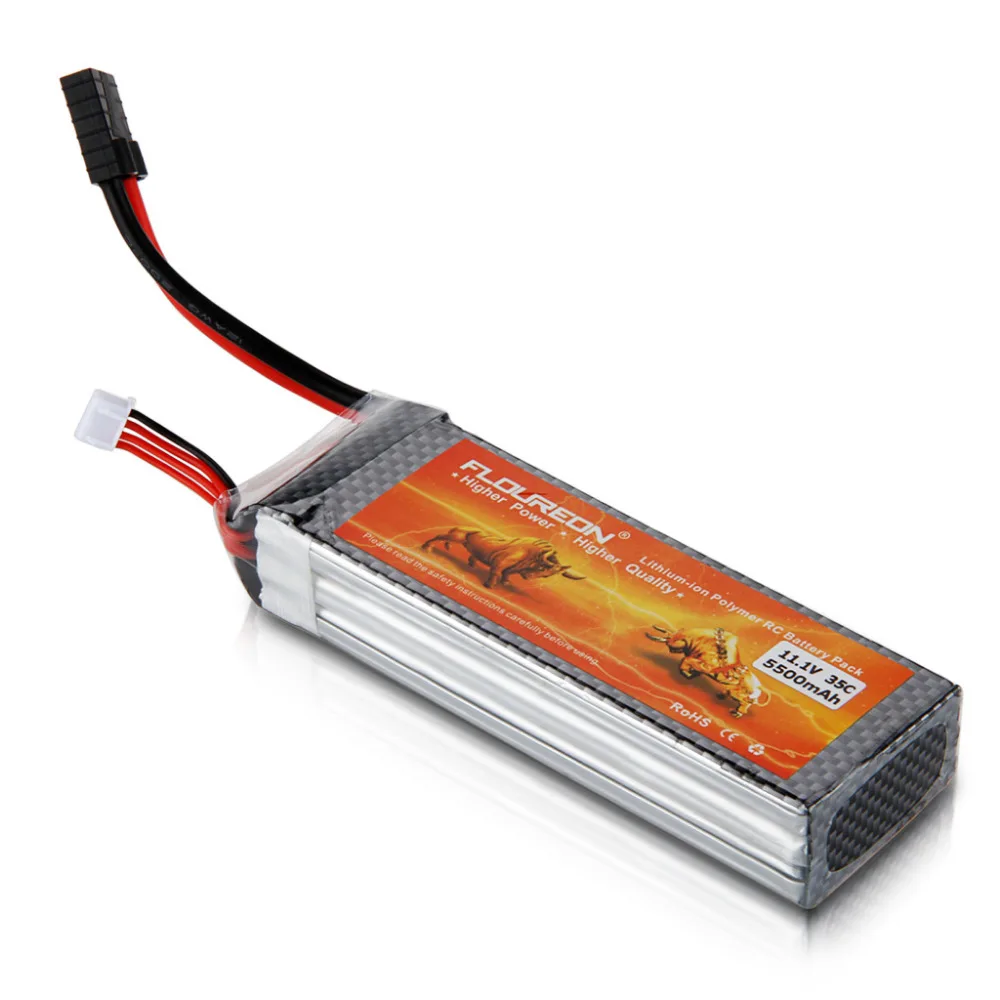 FLOUREON Lipo RC батарея 11,1 V 5500mAh 3S 35C TRX Traxxas вилка перезаряжаемая Lipo батарея для RC вертолет, самолет с радиоуправлением RC Хобби