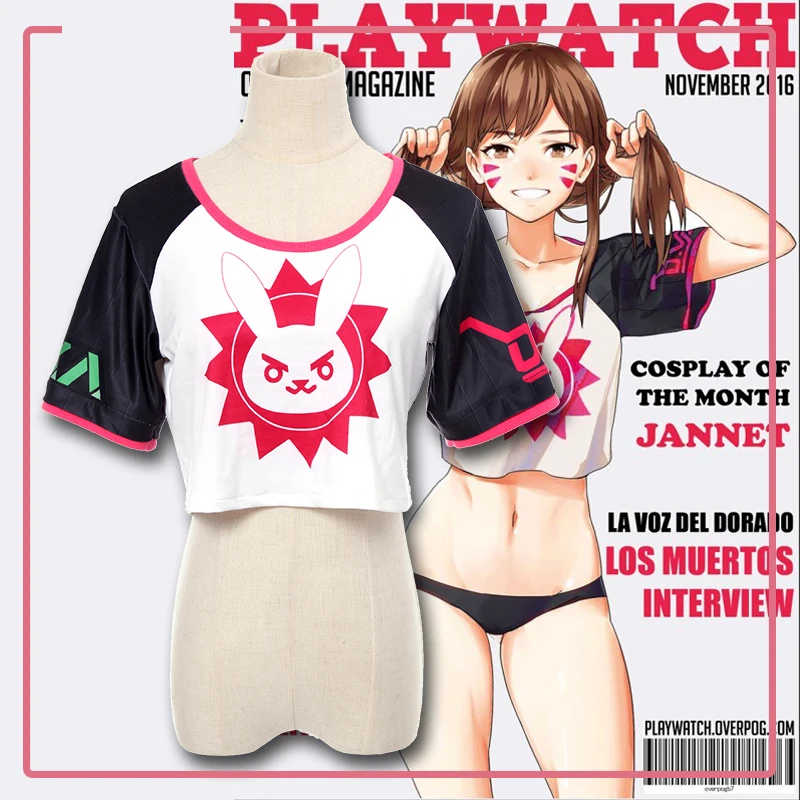[Сток] DVA игра OW D. VA Хана Сонг Косплей Костюм Хана Сонг Футболка повседневный костюм Хэллоуин костюм для женщин