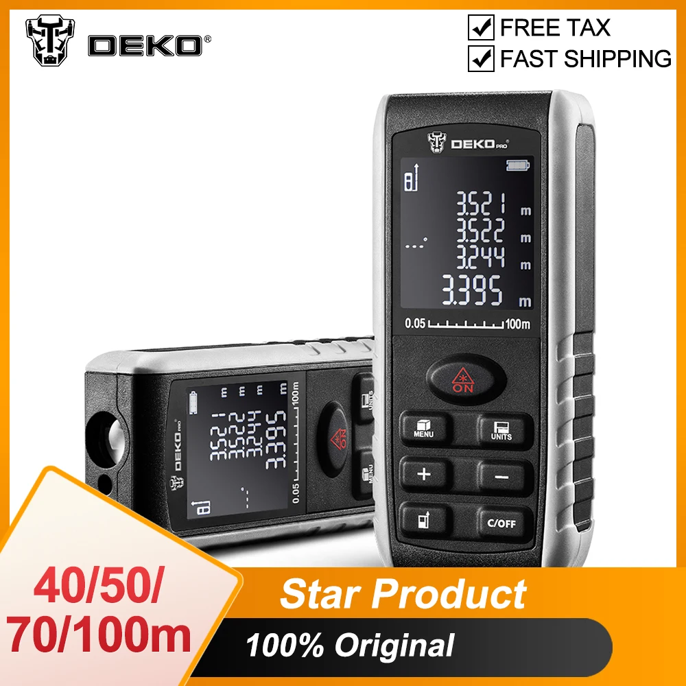DEKO LRE521 высокоточный лазерный дальномер 40/50/70/100 м Угол Дисплей Двойной лазерный дальномер/площади/объема, места pythagor