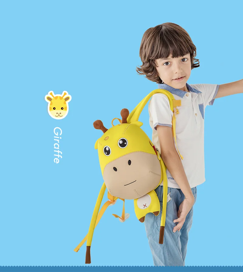 NOHOO школьная сумка для маленьких мальчиков, Детский водонепроницаемый рюкзак для детского сада и девочек, 3D мультяшный жираф, Mochila, для детей 1-4 лет