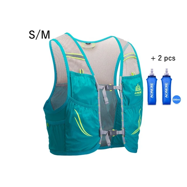 Mint Green.SM Bottle Рюкзак Trail Running Vest для мужчин и женщин легкий открытый спортивный рюкзак для пеших прогулок, велопрогулок 2.5L марафон фитнес гидратации пакет - Цвет: Mint Green.SM Bottle