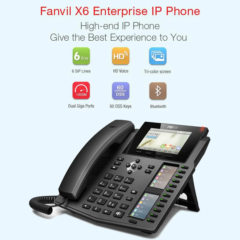 Новый Fanvil X6 IP телефон высокого класса предприятия Настольный HD голос с 6 SIP линий и