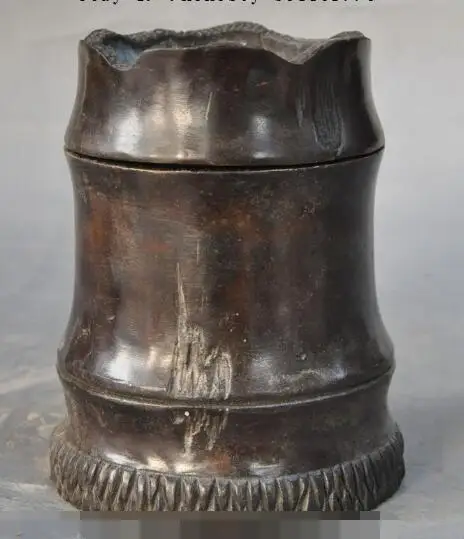 S01168 старинная бронзовая Цикада в виде животного Бамбуковая статуя горшок