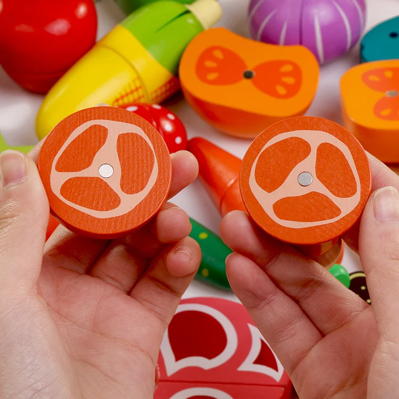 30 шт. деревянные реалистичные игрушки для кухни набор нарезки фруктов и овощей