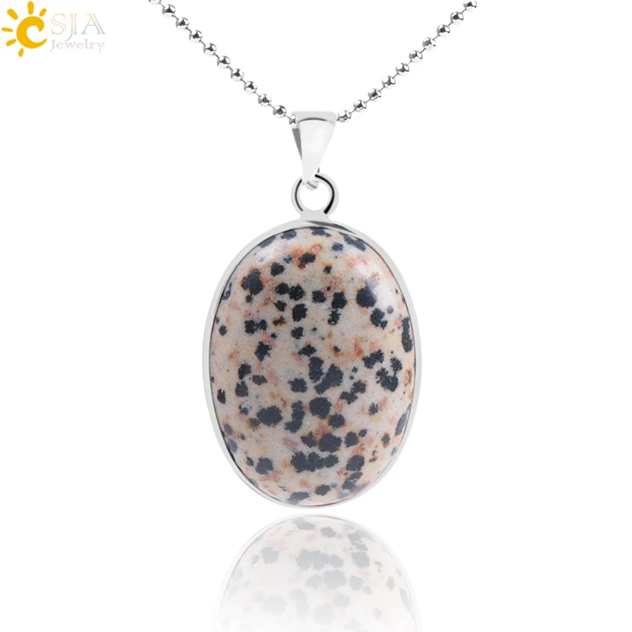 CSJA богемский Природный камень Далмации черный горошек овальные Бусы Ожерелья