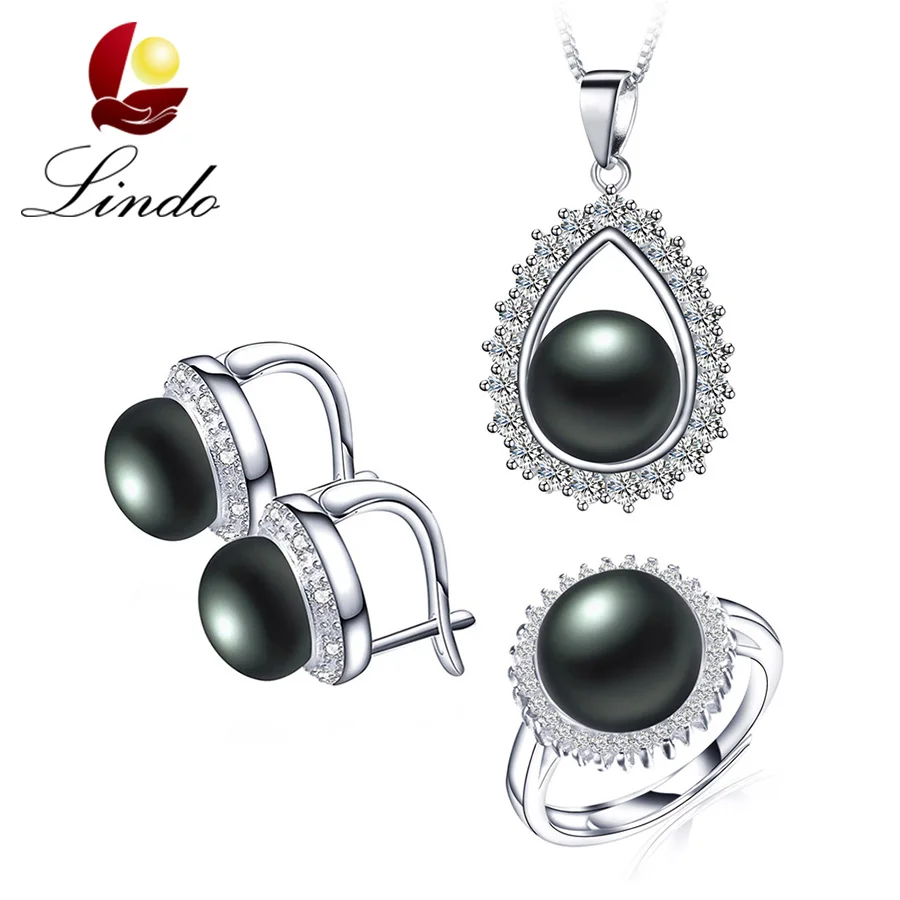 Элегантный Высокое качество большой черный натуральным пресноводных Ювелирные