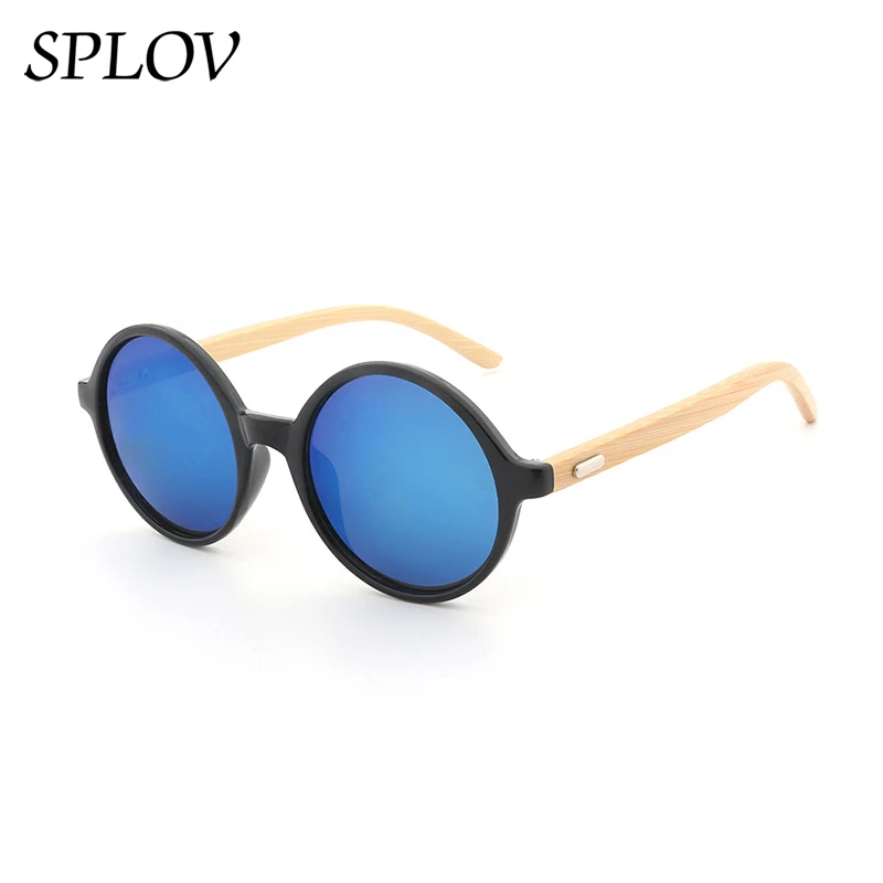 N02 Black Blue Новая натуральная бамбуковая дужка солнцезащитные очки для мужчин и женщин ретро круглые солнцезащитные очки в деревянной оправе покрытие стимпанк Модные оттенки мужские женские очки - Цвет линз: N02 Black Blue