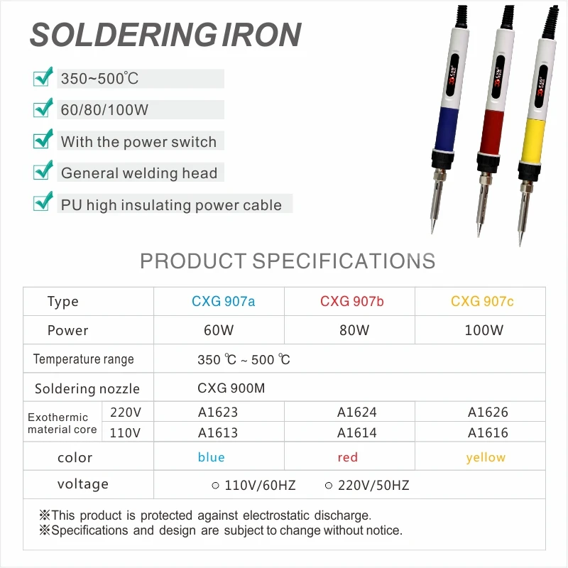 CXG-907a 60W Welding Equipment Electric Soldering iron 220V Adjustable Temperature EU plug Repair tools Solder | Инструменты