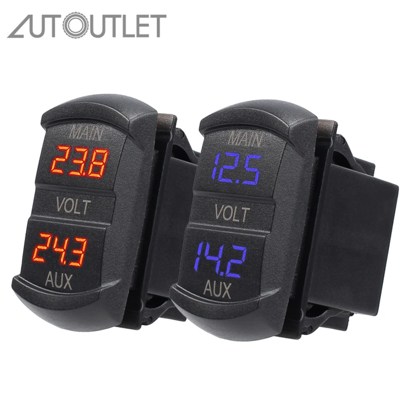 Двойной Вольтметр AUTOUTLET 10 60 в измеритель напряжения синяя красная