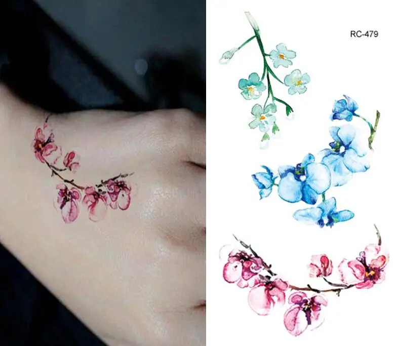 Наклейки для татуировок Сливовый цветок водонепроницаемые мужские и женские