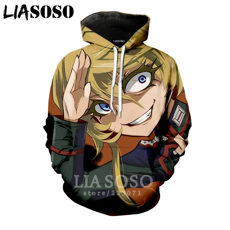 LIASOSO Новинка зимы для мужчин и женщин толстовка с 3D принтом аниме Youjo Senki Saga of Tanya худи Обитель зла Топ пуловер с длинными рукавами B086-9 - Цвет: 18