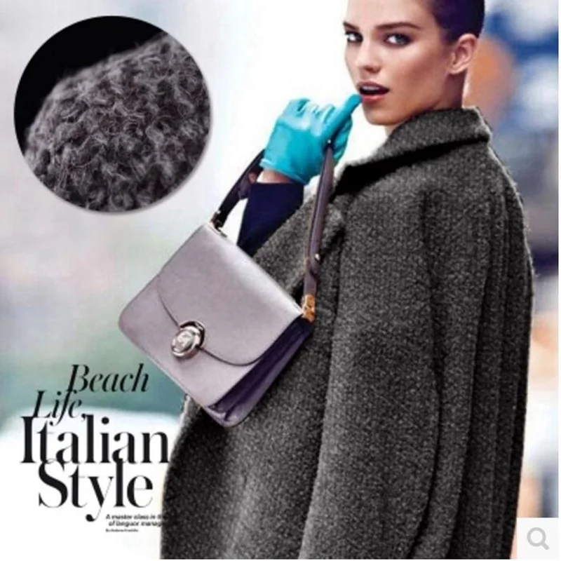 Серый вязаный круг шерсть утолщение большой Пушистый Осень и зима ткань 478