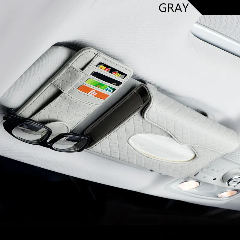 Gray 1 Автомобильные Навесы карты хранения CD сумка из искусственной кожи Солнцезащитный козырек ткани мешок висит автомобиль коробка ткани для интерьера Стайлинг Черный - Название цвета: Gray 1