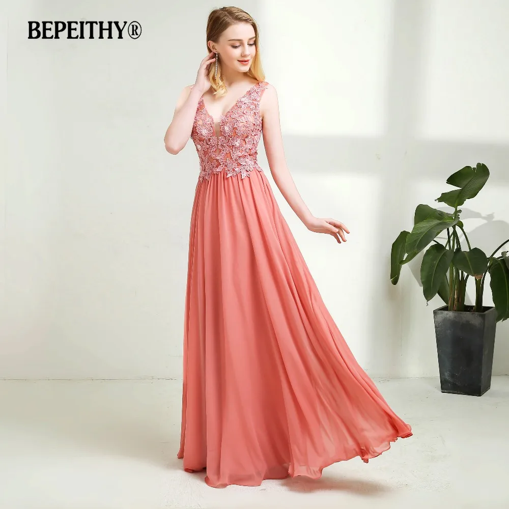 Vestido De Festa длинное вечернее платье с v образным вырезом кружевные розовые вечерние