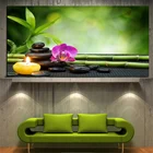 Печать HD, Современная картина маслом на холсте, с изображением орхидеи, дзен, камня, бамбука, для гостиной