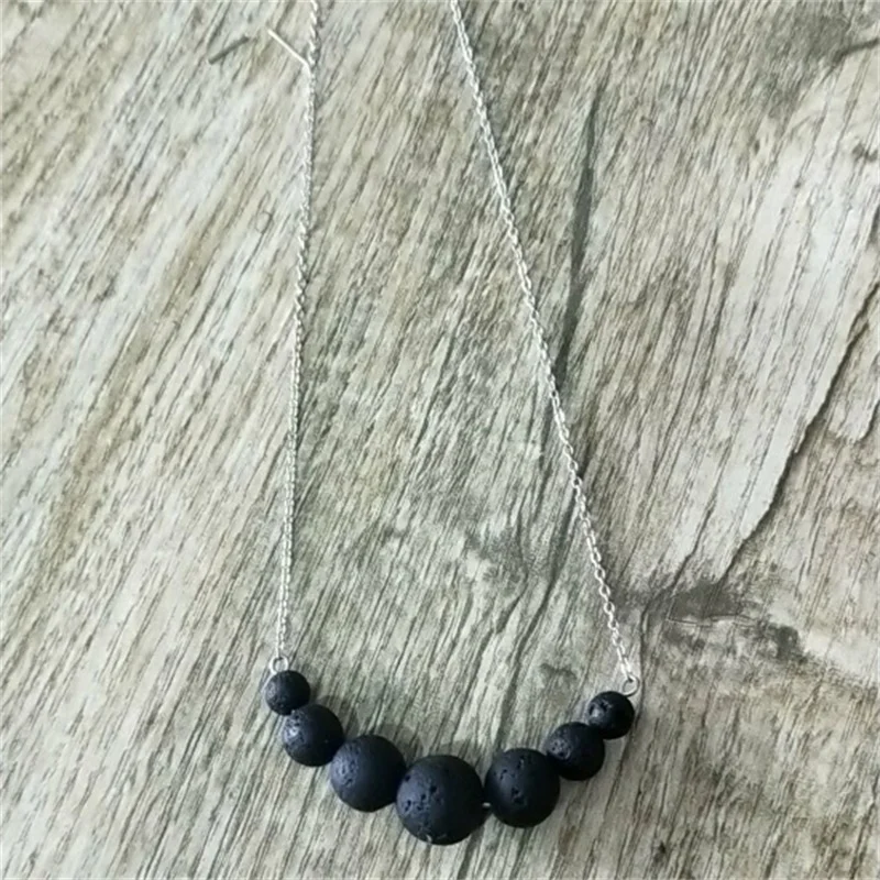 7 бусин барное ожерелье Черная бусина из лавового камня ароматерапия эфирное