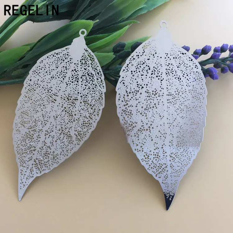 rhodium REGELIN 6 цветов Большой Подвески в форме листьев Винтаж металлический лист ювелирных изделий для DIY Мода цепочки и ожерелья для женщин Jewelry интимные аксессуары - Окраска металла: rhodium