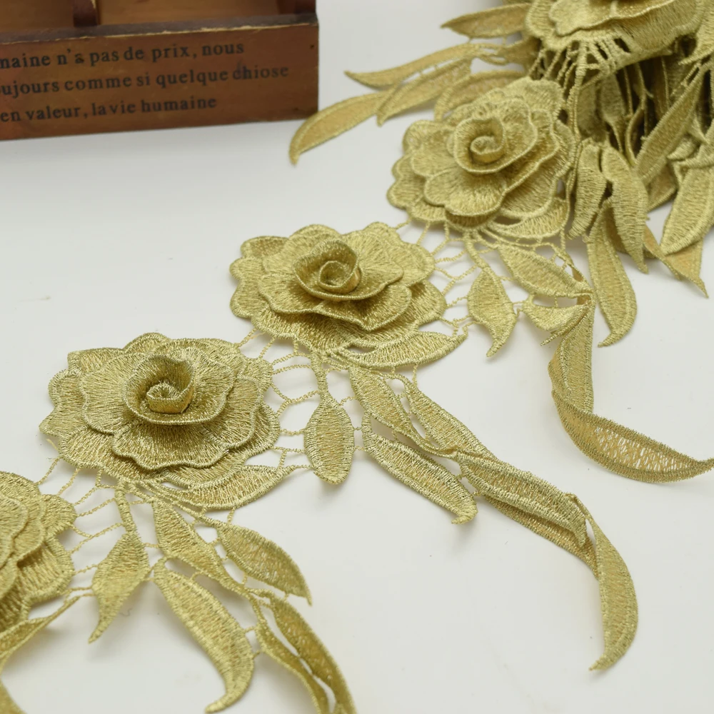 10 ярдов цветочное кружево винтажное золото кружевная отделка плетеная лента