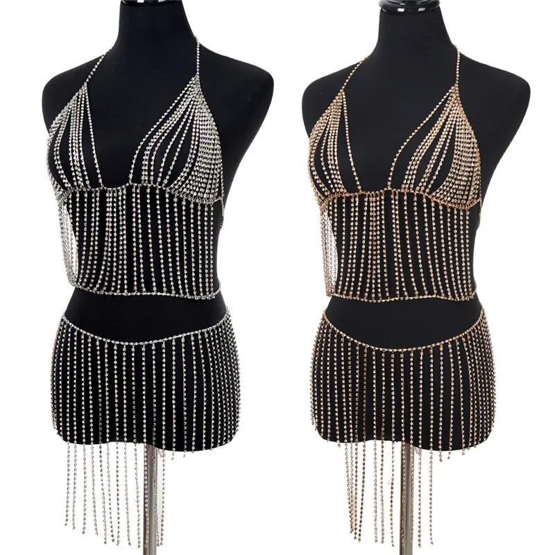 

imixlot 1 Set Bright Hot Sexy Rhinestone Body Chain Women Shiny Hanging Neck Belly Chains Jewelry Underwear