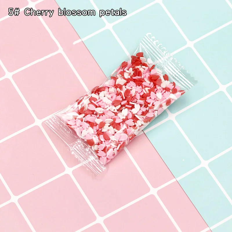 5 Cherry petals DIY Кристалл грязи моделирование Мороженое Торт украшения разбрызгивает наполнитель глины поддельные Конфеты Имитация сладостей сахарная игла слизи наполнитель - Цвет: 5 Cherry petals