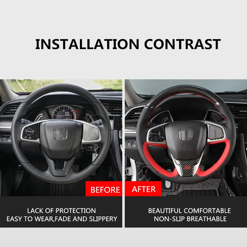 Чехол рулевого колеса автомобиля для Honda Civic 10th 2016 2017 2018 38 см ручной работы DIY микро