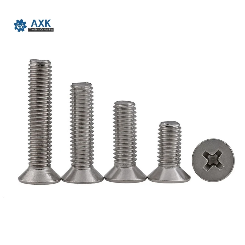 Head Screw Axk 304 Stainless Steel M5*(6/8/10/12/14/16/20/25/30~65 Mm 50pcs Machine Phillips Gb819 M5 Flat High Quality Service - купить по