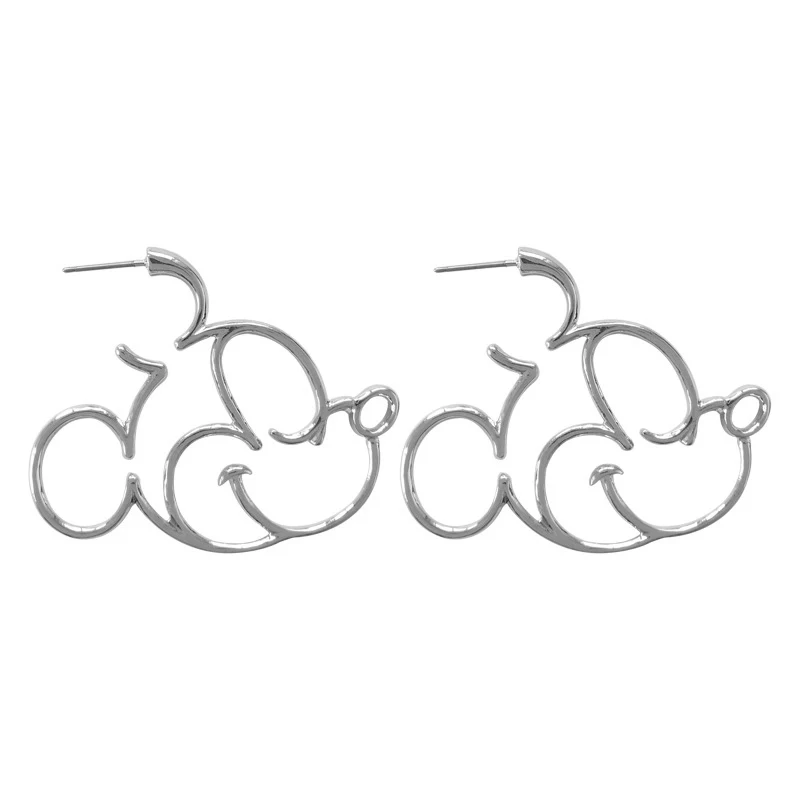 Mickey(Silver) FENGLI Дональд Дак и Дейзи Дак Симпатичные серьги-гвоздики для девочки эффектные полые Микки и Минни Сережка с героями мультфильмов подарок на помолвку - Окраска металла: Mickey(Silver)