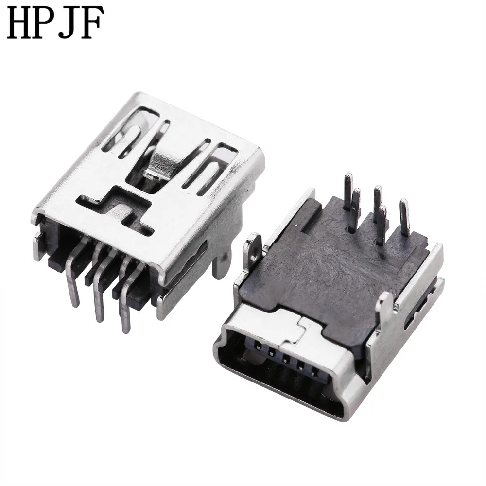 10 шт./лот Mini USB 5pin розеточная часть соединителя 2 фута 90 градусов штифт для хвоста