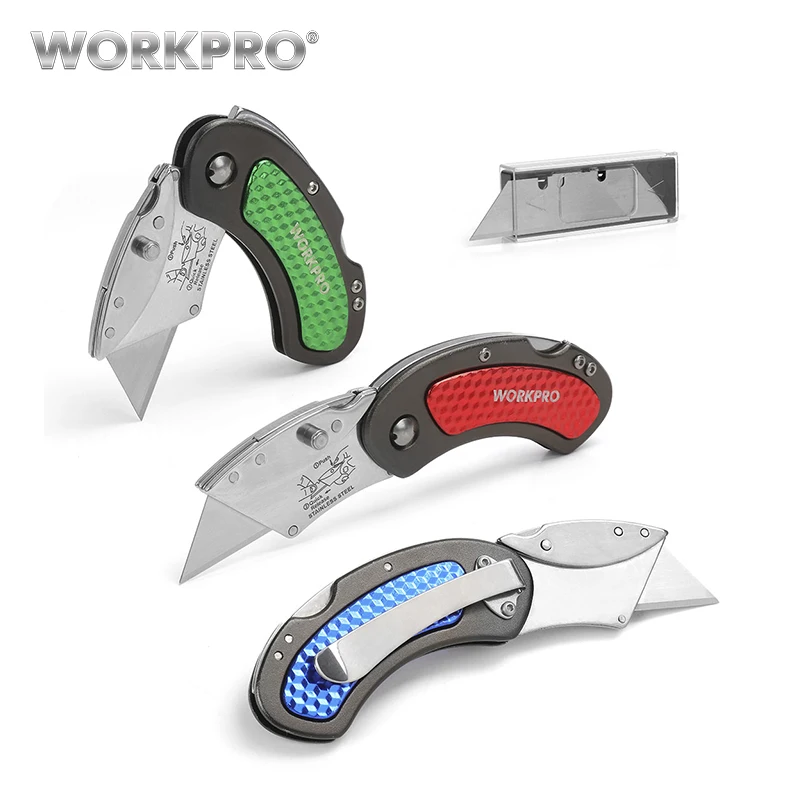 WORKPRO 3 шт. Мини ножи универсальный нож алюминиевая ручка складной нож с 10 шт. дополнительные лезвия