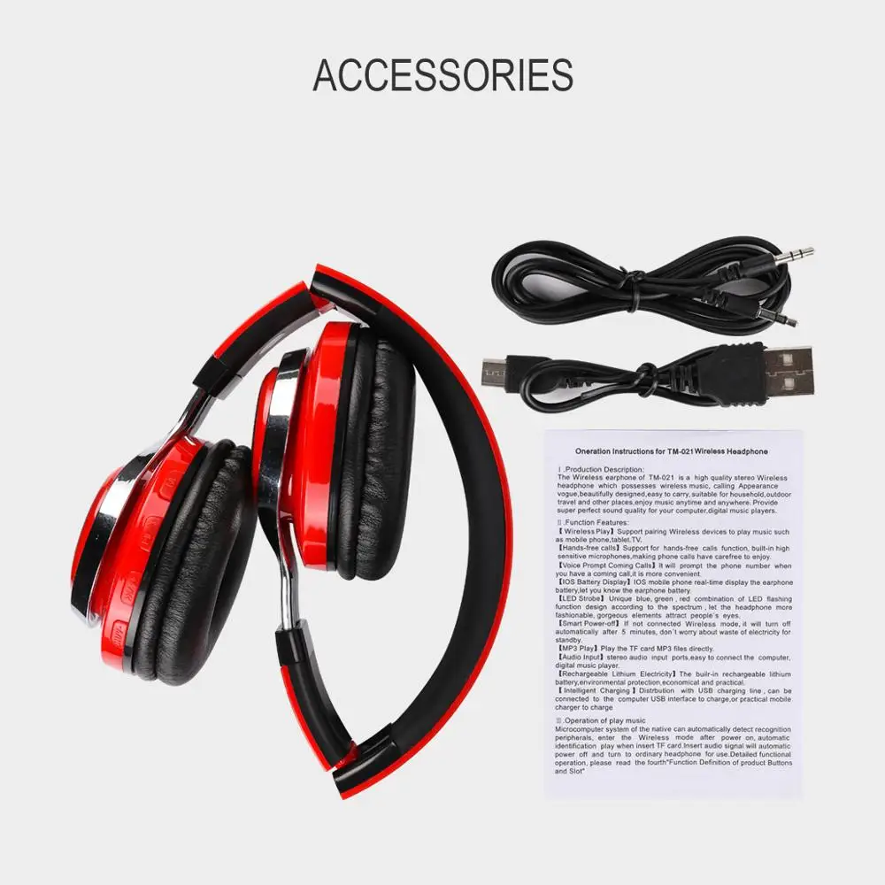 

Fashion Glowing Stereo Casque Audio Bluetooth Headphone Wireless Big Headset Sport Earphone Mic LED Light UP + Mic FM TF Mode UM