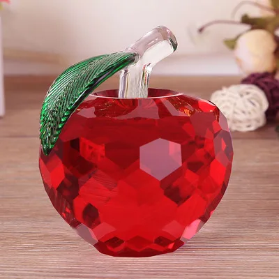 40 мм красный цвет Стекло Apple пресс папье кристалл коллекции Рождество дома