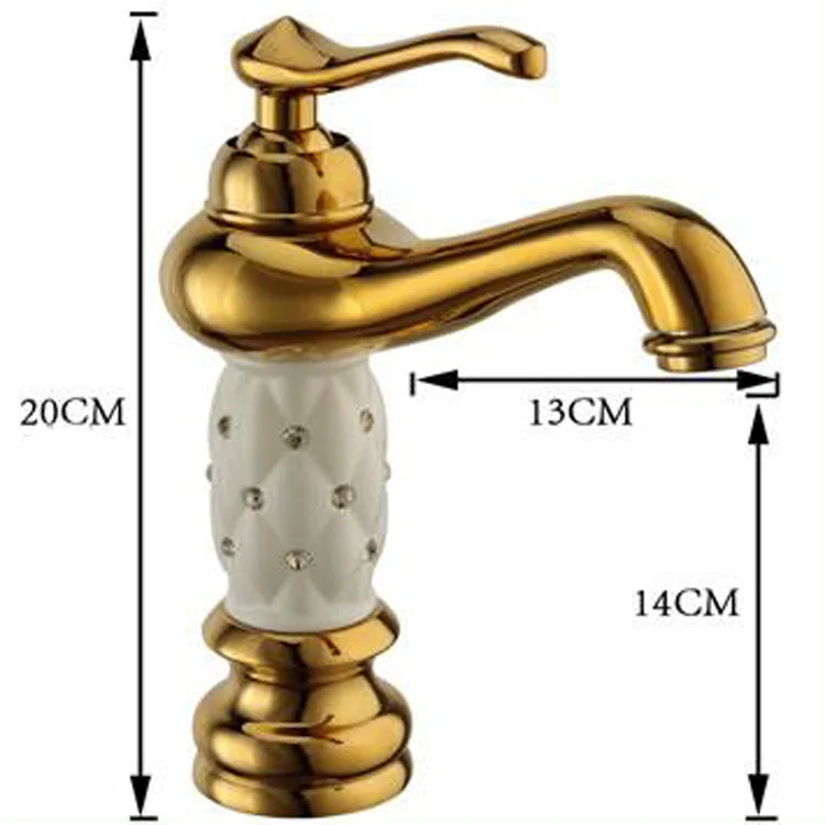 Керамический Золотой смеситель для ванной комнаты раковины из твердой латуни