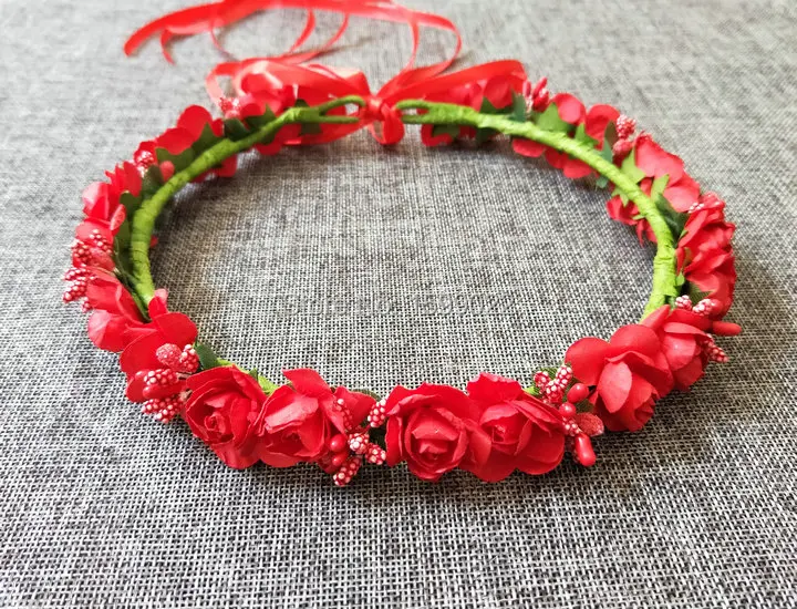 Ручная работа винтажная красная роза корона Рождественский ободок для вечеринки