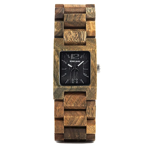 Green sandalwood BOBO BIRD montre femme деревянные женские часы Топ Мода Квадратный Циферблат коллекция для женщин S02 - Цвет: Green sandalwood