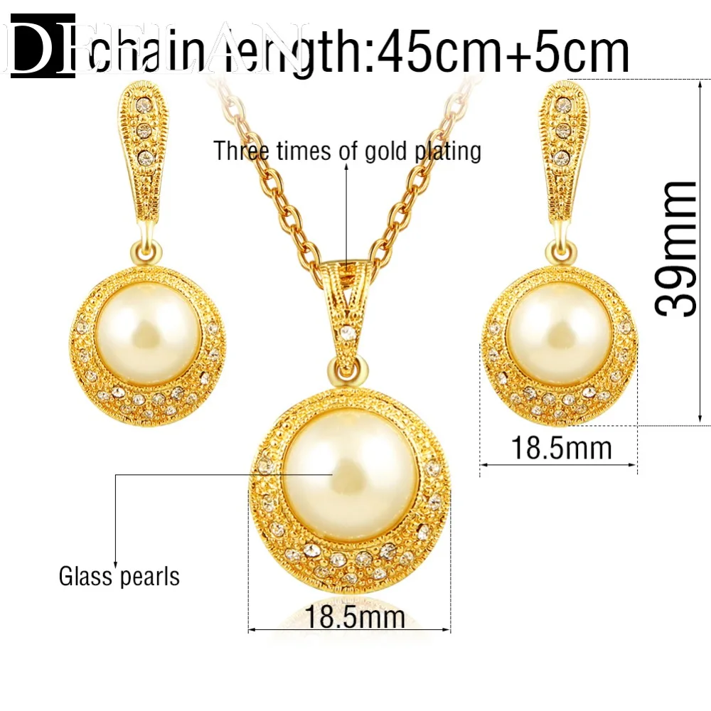 Deelan модные золотые Цвет элегантный инкрустированные Ювелирные комплекты с