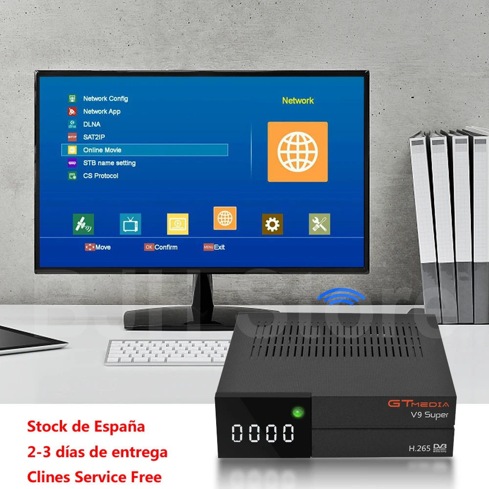 GTMedia V9 супер DVB S2 Freesat спутниковый ресивер H.265 встроенный WIFI + 1 год Европа Испания