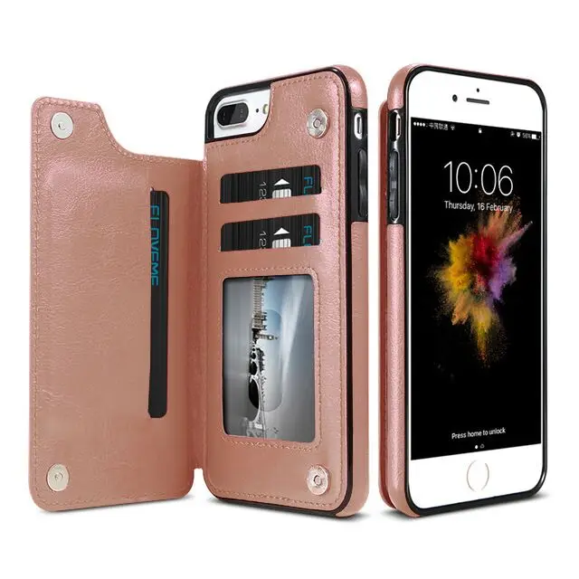 Rose Gold Kisscase флип-чехлы из искусственной кожи чехол для iPhone X 7 8 6 6S Plus XR XS MAX Винтажный чехол для телефона s для iPhone 11 Pro Max 5 5S SE задняя крышка чехол на айфон 7 6 s xr 8 11 - Цвет: Rose Gold